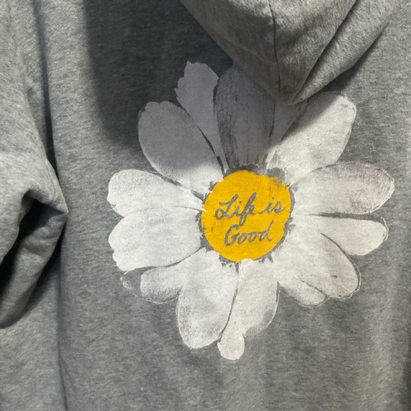 Life Is Good Gray Daisy Hoodie size L - Picture 8 of 9